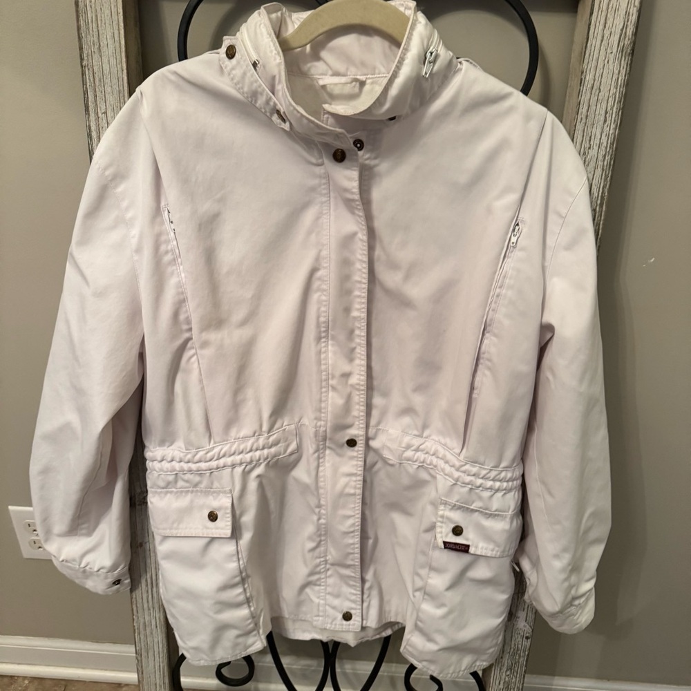 Jordache Vintage Cotton Safari Field Jacket Zip Hood Cinched Waist‎ Women’s XL
